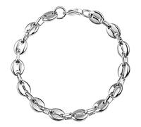 HIJONES Acier Inoxydable Grain de Café Chaîne Bracelet Homme Dames Chunky Hip Hop Argent 7mm de Large 18cm
