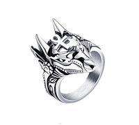 HIJONES Anubis Ankh Bague de Croix pour Homme en Acier Inoxydable Égypte Antique Dieu Amulette Argent Taille 60
