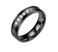 HIJONES Bague Femme Demi-Éternité Inox Noir Taille 65