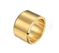 HIJONES Bague pour Homme en Acier Inoxydable de 15 Mm de Large Unie Alliance Hip Hop Au Fini Brossé Mat Or Taille 65