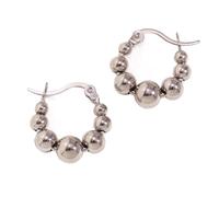 HIJONES Boucle D'oreille Femme Créole Perle Dégradée Acier Inoxydable Argent