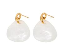 HIJONES Boucle D'oreille Femme Forme Goutte Résine Créole Blanc