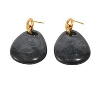 HIJONES Boucle D'oreille Femme Forme Goutte Résine Créole Noir