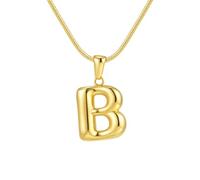 HIJONES Collier à Pendentif Lettre Bubble Personnalisable Alphabet 26 Lettres Acier Inoxydable Pour Femmes et Hommes B