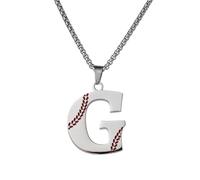 HIJONES Collier Baseball avec Pendentif Alphabet Personnalisable 26 Lettres Acier Inoxydable Pour Femmes et Hommes Bijou Initiale Argent G