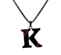 HIJONES Collier Baseball avec Pendentif Alphabet Personnalisable 26 Lettres Acier Inoxydable Pour Femmes et Hommes Bijou Initiale Noir K
