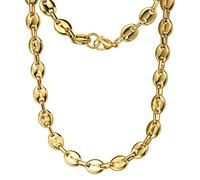 HIJONES Collier Chaîne de Grains de Café en Acier Inoxydable Homme Chunky Hip Hop Collier Or pour Femme 9mm de Large 60cm
