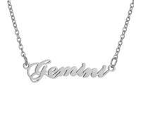 HIJONES Collier des 12 Signes du Zodiaque pour Femmes en Acier Inoxydable Chaîne Horoscope Personnalisée Bijou Délicat avec Charme Argent Gémeaux