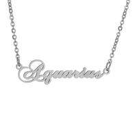 HIJONES Collier des 12 Signes du Zodiaque pour Femmes en Acier Inoxydable Chaîne Horoscope Personnalisée Bijou Délicat avec Charme Argent Verseau