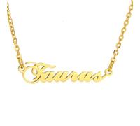 HIJONES Collier des 12 Signes du Zodiaque pour Femmes en Acier Inoxydable Chaîne Horoscope Personnalisée Bijou Délicat avec Charme Or Taureau