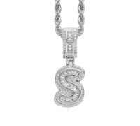 HIJONES Collier Femme Pendentif Lettre Zirconium Cubique Personnalisable Alphabet 26 Lettres Acier Inoxydable Bijou Initiale Argent S