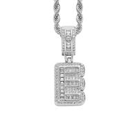 HIJONES Collier Femme Pendentif Lettre Zirconium Cubique Personnalisable Alphabet 26 Lettres Acier Inoxydable Bijou Initiale Argent E