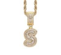HIJONES Collier Femme Pendentif Lettre Zirconium Cubique Personnalisable Alphabet 26 Lettres Acier Inoxydable Bijou Initiale Or S