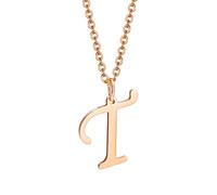 HIJONES Collier Initiale pour Homme Femme Acier Inoxydable A à Z Lettre Capitale Monogramme Pendentif Charm avec Chaine Or Rose T
