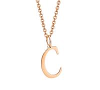 HIJONES Collier Initiale pour Homme Femme Acier Inoxydable A à Z Lettre Capitale Monogramme Pendentif Charm avec Chaine Or Rose C