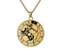 HIJONES Collier Pendentif Constellation Du Zodiaque À Pièces Rondes pour Hommes en Acier Inoxydable Collier Amulette pour Femme Cadeau pour Homme Or Sagittaire