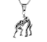 HIJONES Collier Pendentif Match De Catch pour Hommes en Acier Inoxydable Bijoux Punk pour Les Amateurs De Sport Argent