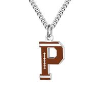 HIJONES Collier Rugby avec Pendentif Lettre Personnalisable Alphabet 26 Lettres Acier Inoxydable Pour Femmes et Hommes P