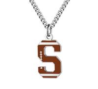 HIJONES Collier Rugby avec Pendentif Lettre Personnalisable Alphabet 26 Lettres Acier Inoxydable Pour Femmes et Hommes S