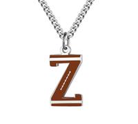 HIJONES Collier Rugby avec Pendentif Lettre Personnalisable Alphabet 26 Lettres Acier Inoxydable Pour Femmes et Hommes Z