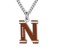 HIJONES Collier Rugby avec Pendentif Lettre Personnalisable Alphabet 26 Lettres Acier Inoxydable Pour Femmes et Hommes N