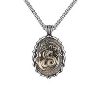 HIJONES Collier Zodiaque Chinois pour Homme en Acier Inoxydable Pendentif Guerrier Douze Animaux avec Chaîne, Serpent