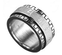 HIJONES Femme Acier Inoxydable Mantra Bouddhiste Om Mani Padme Hum Chanceux Spinner Anneau Bande 10 Mm Argent (60)