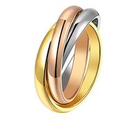 HIJONES Femme Acier Inoxydable Trois Couleur contrefil Spinner Bague, Trois en Un Taille 54