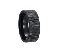 HIJONES Femme Homme 8mm Grain de Bois Acier Inoxydable Bague Personnalisé Vintage Punk Bijoux Noir Taille 65