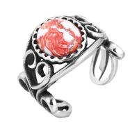 HIJONES Femme Homme Bague à Pierre Ouverte Sculptée Acier Inoxydable Bijou Vintage Personnalisé Argent Taille 65