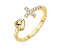 HIJONES Femmes Acier Inoxydable 26 initial Amour Cœur Croix Zirconia Anneau éternité Ajustable X