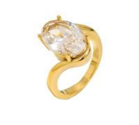 HIJONES Femmes Acier Inoxydable Bague Cristal Strass Scintillant Spectaculaire Bijou de Mariage Or Taille 52