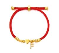 HIJONES Femmes Acier Inoxydable Bracelets Initial Plaqué Or Cœur Amour Lettre Breloques Assorties Réglables pour Couples Rouge F