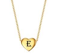 HIJONES Femmes Acier Inoxydable Collier Pendentif Délicat Cœur Amour Lettre Initiale A-Z Charme Or E