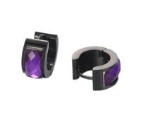 HIJONES Femmes Acier Inoxydable Coupe Genstome Verre Cristal Huggie Hoop Oreille Stud Boucles D’Oreilles Charme Bijoux De Mariage Noir Violet