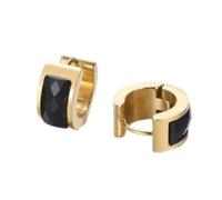 HIJONES Femmes Acier Inoxydable Coupe Genstome Verre Cristal Huggie Hoop Oreille Stud Boucles D’Oreilles Charme Bijoux De Mariage Or Noir