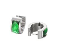 HIJONES Femmes Acier Inoxydable Coupe Genstome Verre Cristal Huggie Hoop Oreille Stud Boucles D’Oreilles Charme Bijoux De Mariage Vert Argent