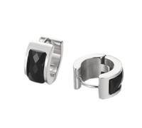 HIJONES Femmes Acier Inoxydable Coupe Genstome Verre Cristal Huggie Hoop Oreille Stud Boucles D’Oreilles Charme Bijoux De Mariage Noir argenté
