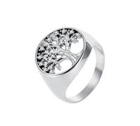HIJONES Femmes Acier Inoxydable Élégante Zirconia Incrustée Arbre de Vie Anneau creux élégant Mariage Fidanzement Main Jewelry Argent Taille 50