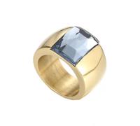 HIJONES Femmes Acier Inoxydable Grande Agate Ovale Pierre Précieuse Floral Creux Gravé Bague de Mariage Pierre Gris Or Taille 62