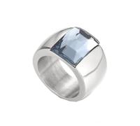 HIJONES Femmes Acier Inoxydable Grande Agate Ovale Pierre Précieuse Floral Creux Gravé Bague de Mariage Pierre Gris Argent Taille 60