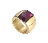 HIJONES Femmes Acier Inoxydable Grande Agate Ovale Pierre Précieuse Floral Creux Gravé Bague de Mariage Pierre Violette Or Taille 52