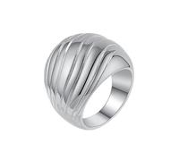 HIJONES Femmes Acier Inoxydable Grande Vague Brillante Grosse Bague Mariage Promis Bijoux À la MainArgent Taille 57