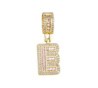 HIJONES Femmes Acier Inoxydable Hip Hop Zircone Rose 26 A-Z Lettre Pendentif Collier Charmant Party Clavicule Chaînes Or E