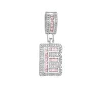 HIJONES Femmes Acier Inoxydable Hip Hop Zircone Rose 26 A-Z Lettre Pendentif Collier Charmant Party Clavicule Chaînes Argent E