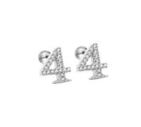 HIJONES Femmes Acier Inoxydable Léger Lucky Angel Chiffres Cubic Zircon Oreille Stud Boucles D’oreilles Rond Poire Dos Argent 4