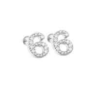 HIJONES Femmes Acier Inoxydable Léger Lucky Angel Chiffres Cubic Zircon Oreille Stud Boucles D’oreilles Rond Poire Dos Argent 6