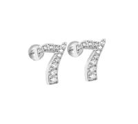 HIJONES Femmes Acier Inoxydable Léger Lucky Angel Chiffres Cubic Zircon Oreille Stud Boucles D’oreilles Rond Poire Dos Argent 7
