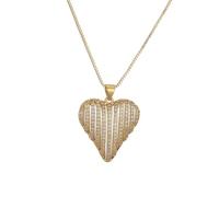 HIJONES Femmes Acier Inoxydable Micro pavé CZ Hollow Love Coeur Collier Pendentif Bijoux Or