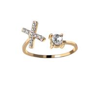 HIJONES Femmes Acier Inoxydable Rond Zircon Initiale en Capital Anneau Empilable Ajustable Alphabet Initiale Anneau du doigt Jewelry Cadeaux Or X